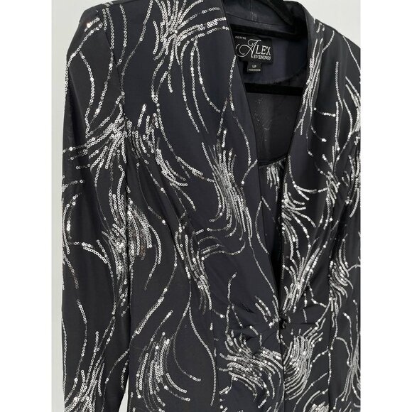 Alex Evenings Ladies Jacket and Camisole Set Grey with Sequins Size Petite Large - Picture 2 of 16
